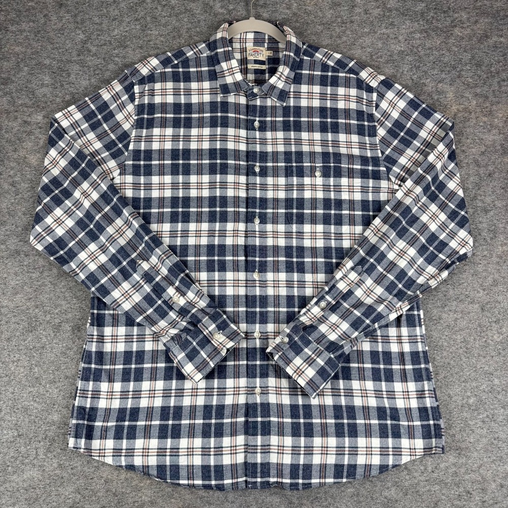 Faherty Stretch Featherweight Flannel Shirt Long Sleeve Button Up Mens Large L
